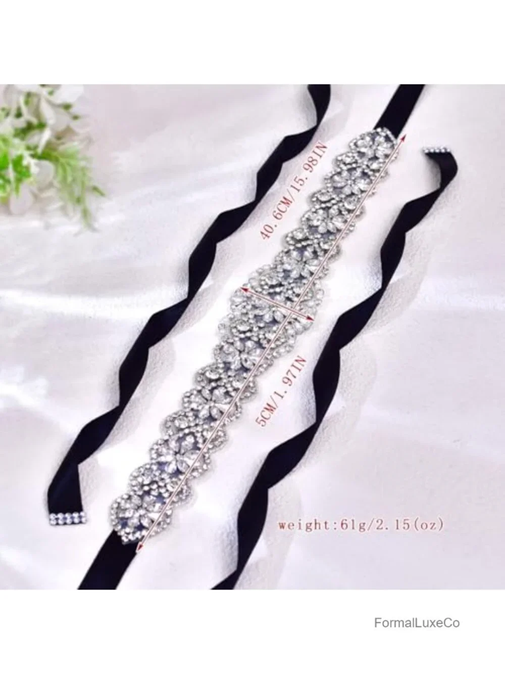 Crystal Thin Wedding Belt Sash, Rhinestone Bridal Belt for Dress Accessories